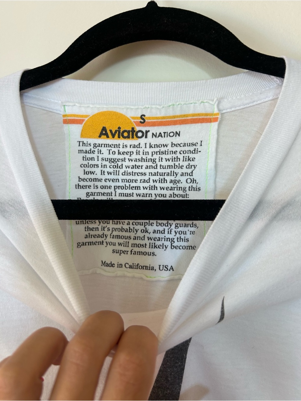 Aviator Nation White Tee with Black Lightning Graphic - Picture 4 of 5